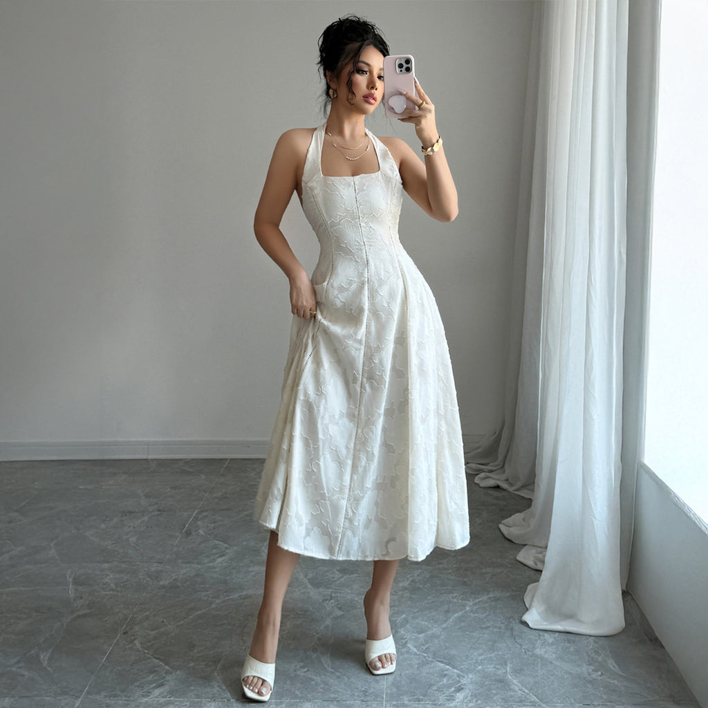 Elegant Simple Style Halter Tube Top Maxi Dress Women's Clothing