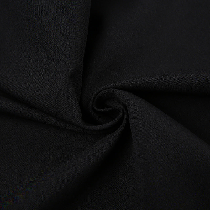 Vestido lencero elegante de color liso con cuello de lazo y cordones para mujer