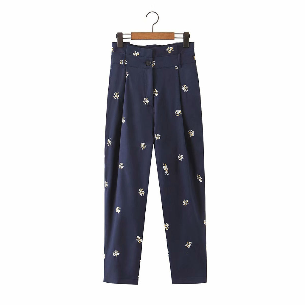 Suit jacket + embroidered casual pants suit