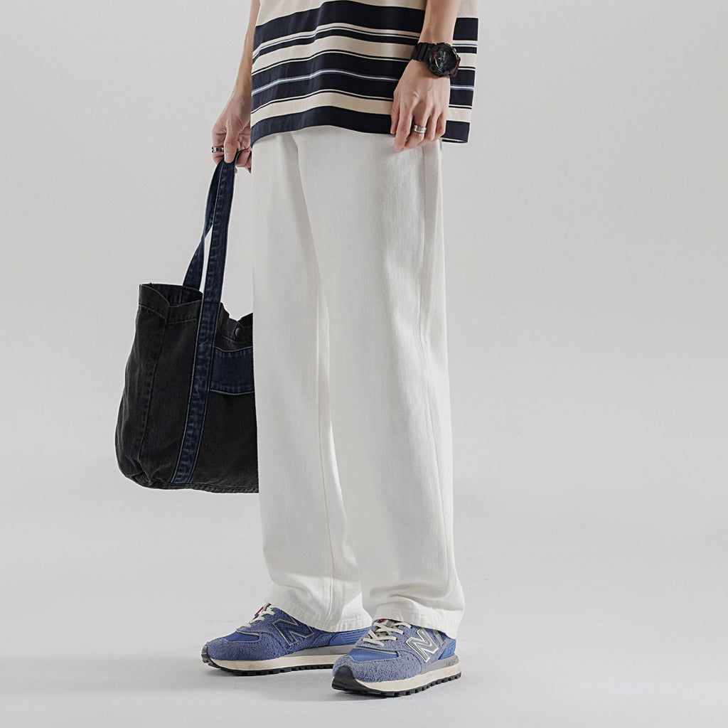 White Loose Straight Jeans For Men
