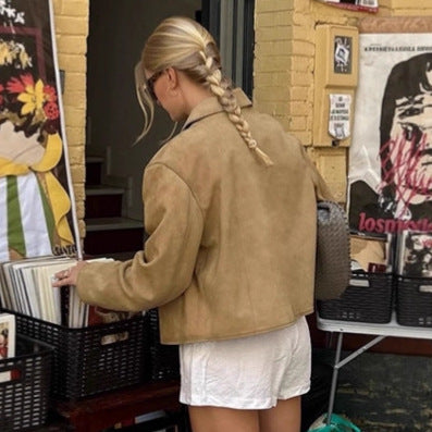 Old Money Style Suede Coat For Women