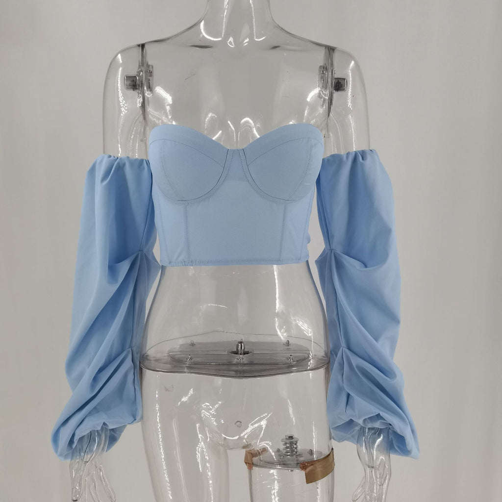 Irregular Long Sleeved Fashion Short Top