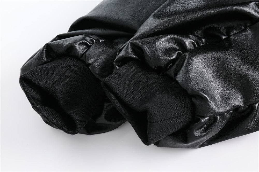 Hooded PU Leather Workwear Jacket For Men