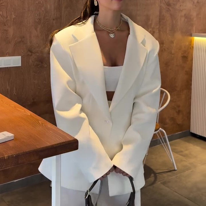 Elegant Solid Color Loose Blazer
