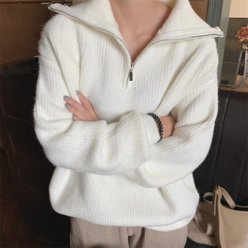 Leisure And Simple Loose Knit Shirt For Women