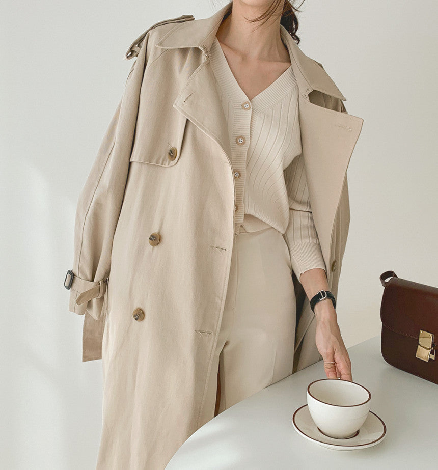 Workwear coat with waist and knee