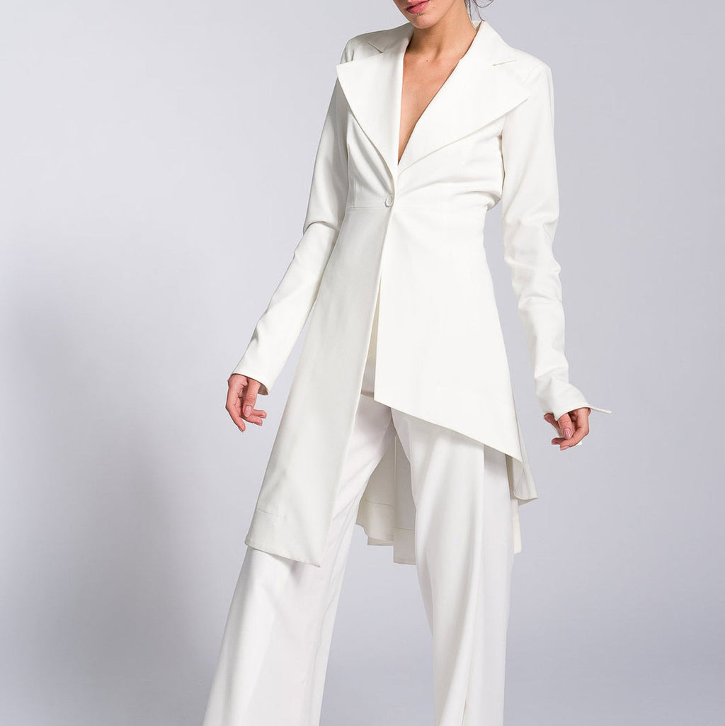 Irregular Hem Jacket & Pants Suit