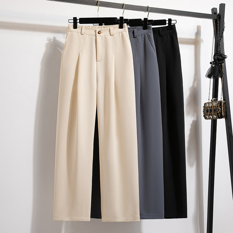 Wide Leg Women's High Waist Loose Straight Suit Pants