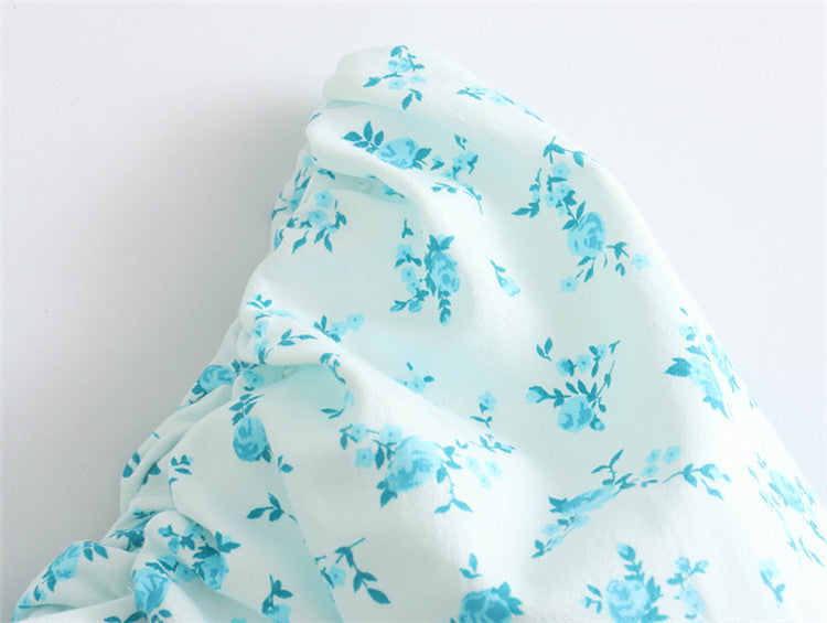 Ladies Fashion Print Puff Sleeve Dress