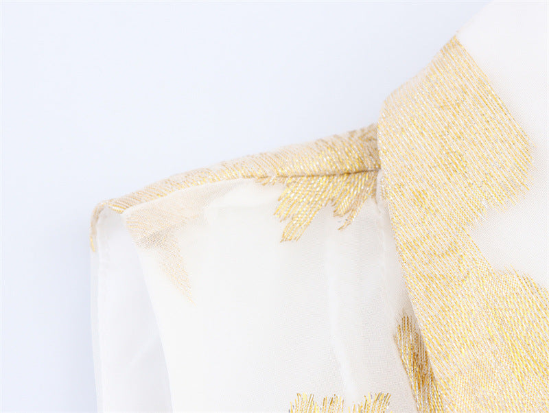 Fitted Waist Turn-down Collar Sleeveless Long Dress