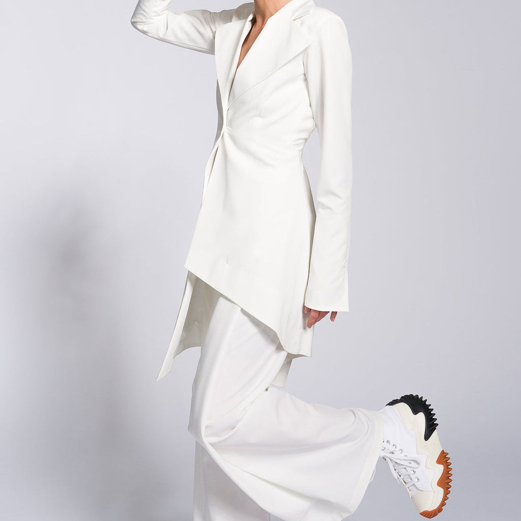 Irregular Hem Jacket & Pants Suit