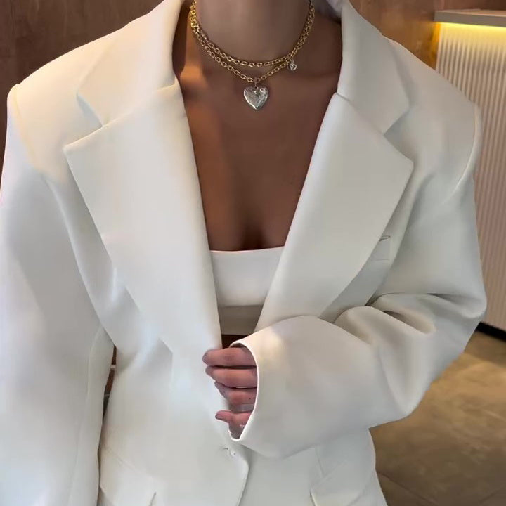 Elegant Solid Color Loose Blazer