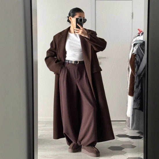 High Waist Mopping Commuter Draped Suit Pants