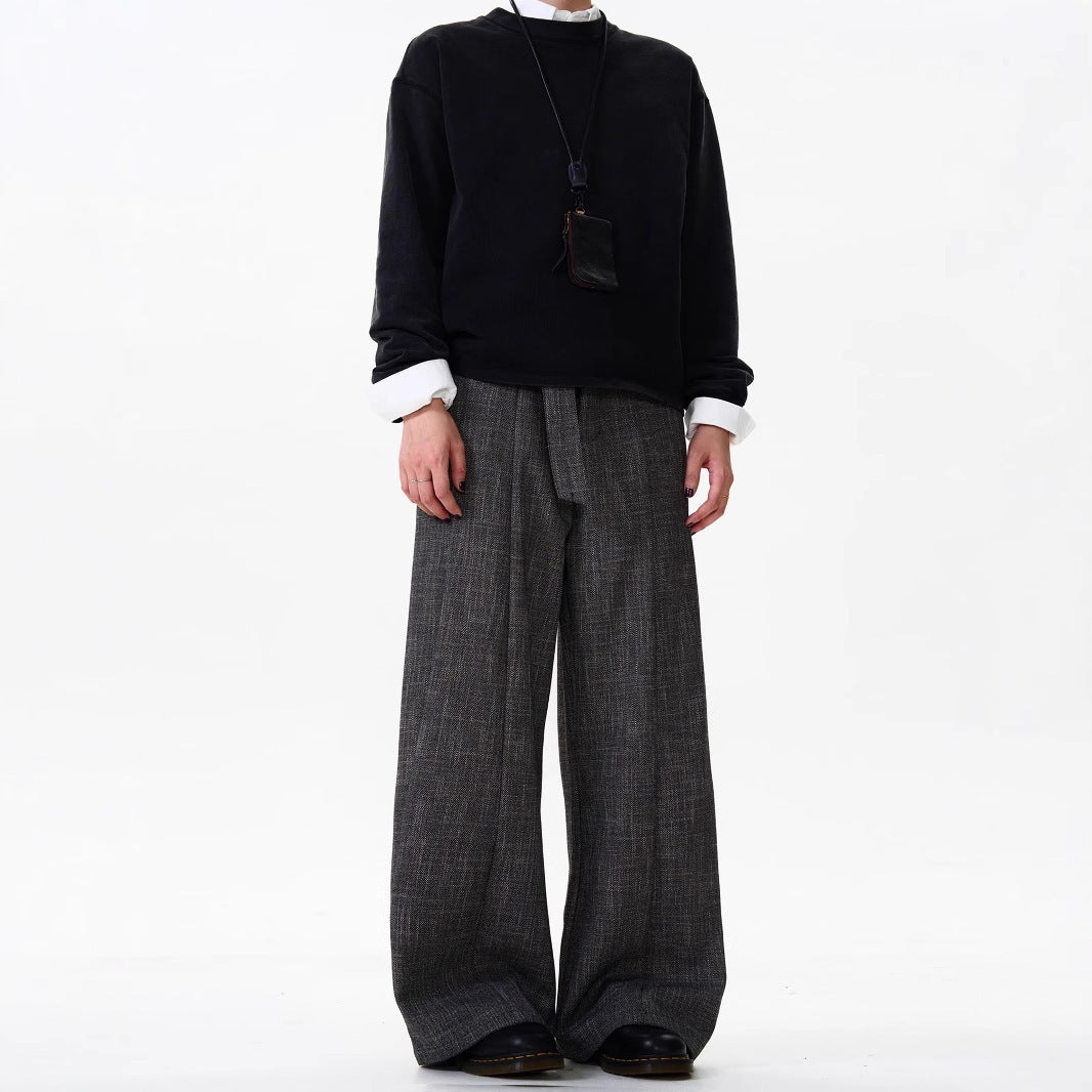 Retro Old Money Style Draping Casual Suit Pants
