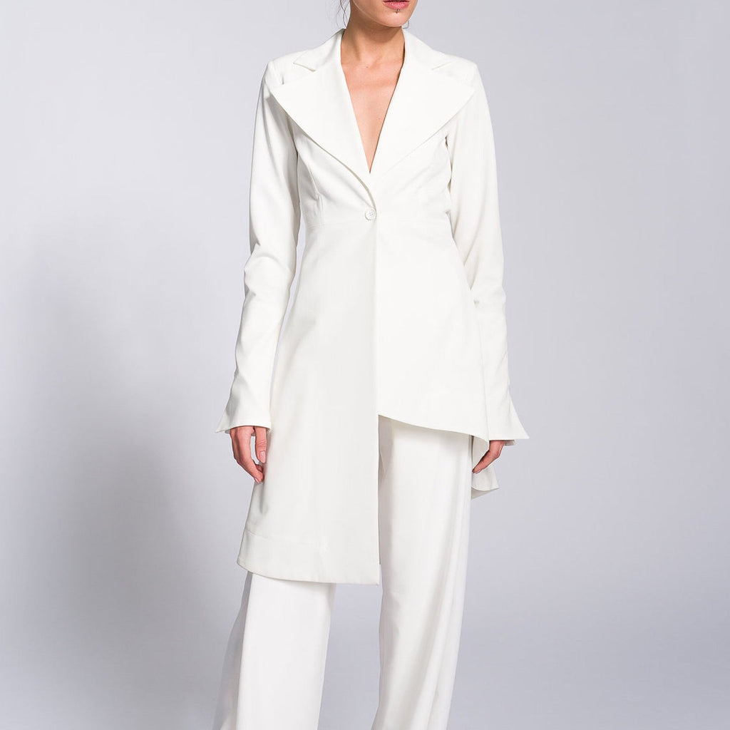 Irregular Hem Jacket & Pants Suit