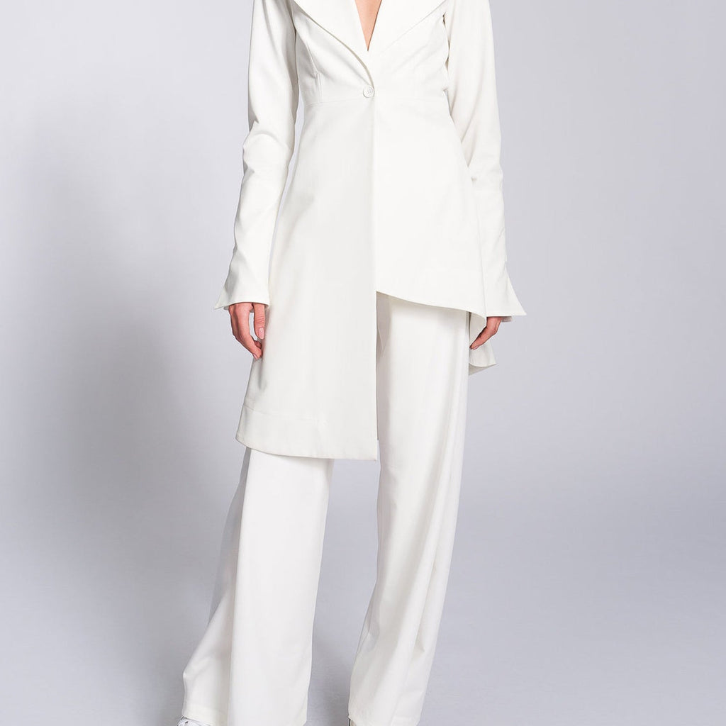Irregular Hem Jacket & Pants Suit