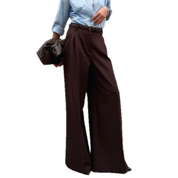 High Waist Mopping Commuter Draped Suit Pants