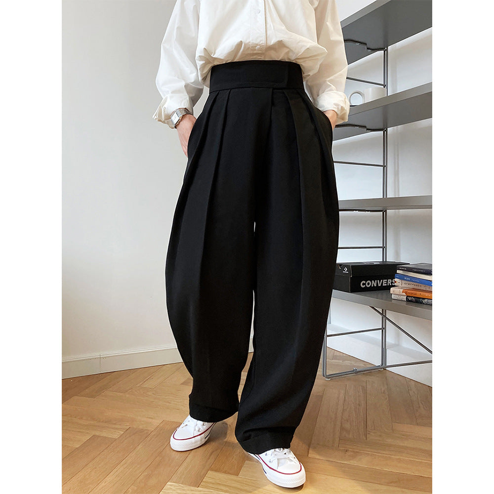 Spring And Autumn Loose Wide Leg Mopping Pants Diagonal Placket Pants