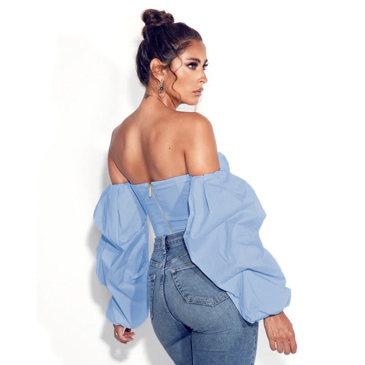 Irregular Long Sleeved Fashion Short Top