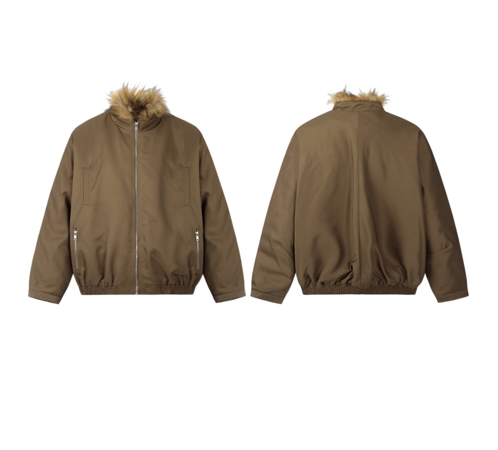 Two-color Fur Collar Thicken Cotton Clothes Coat