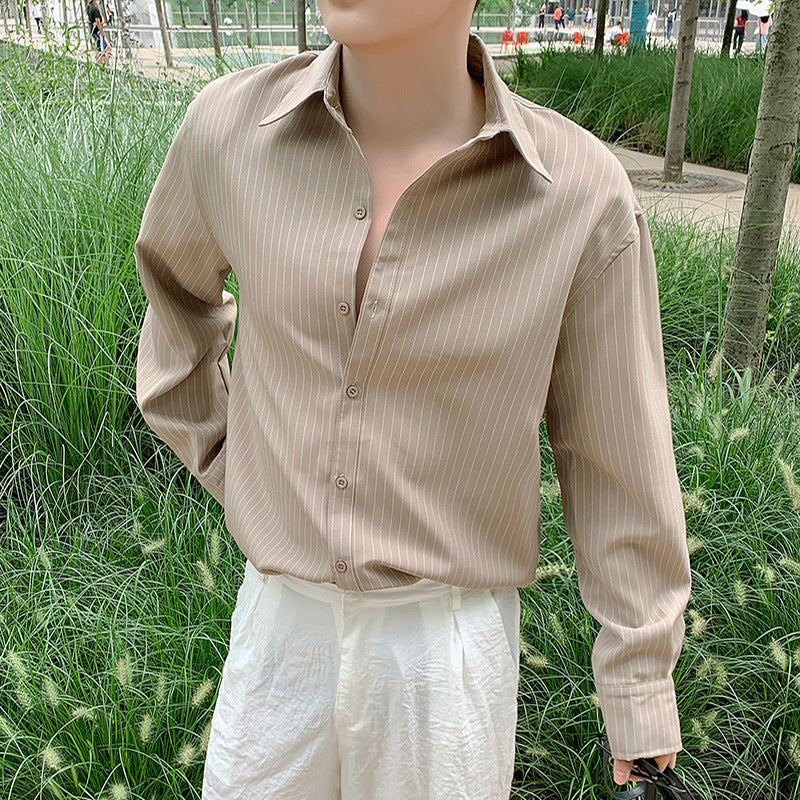 Striped Shirt Men's Long-sleeved Korean