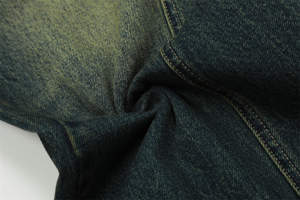 Loose Washed-out Straight Jeans For Men