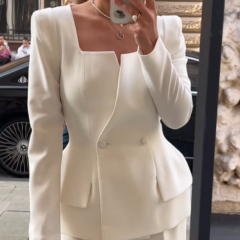 Two-button Square Collar Solid Color Blazer