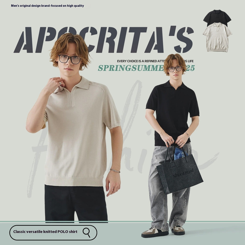 Knitted Short-sleeved Men's Summer Old Money Style Top