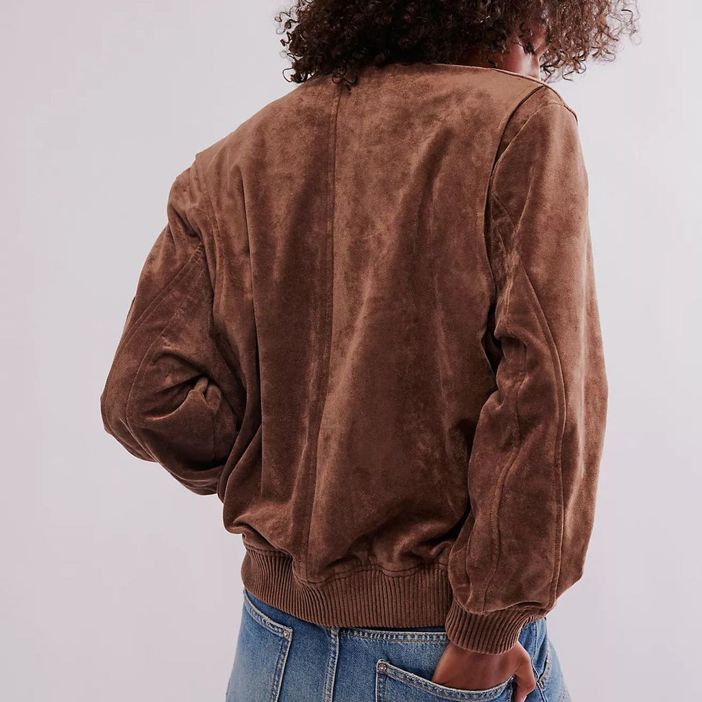 Casual Suede Zipped Jacket