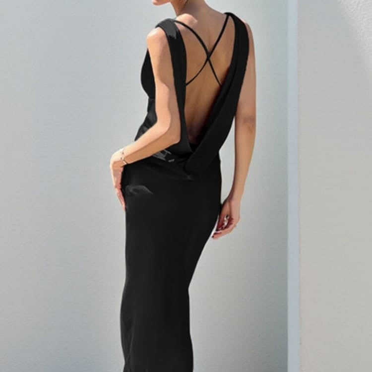 Deep Drape Neck Gown Dresses