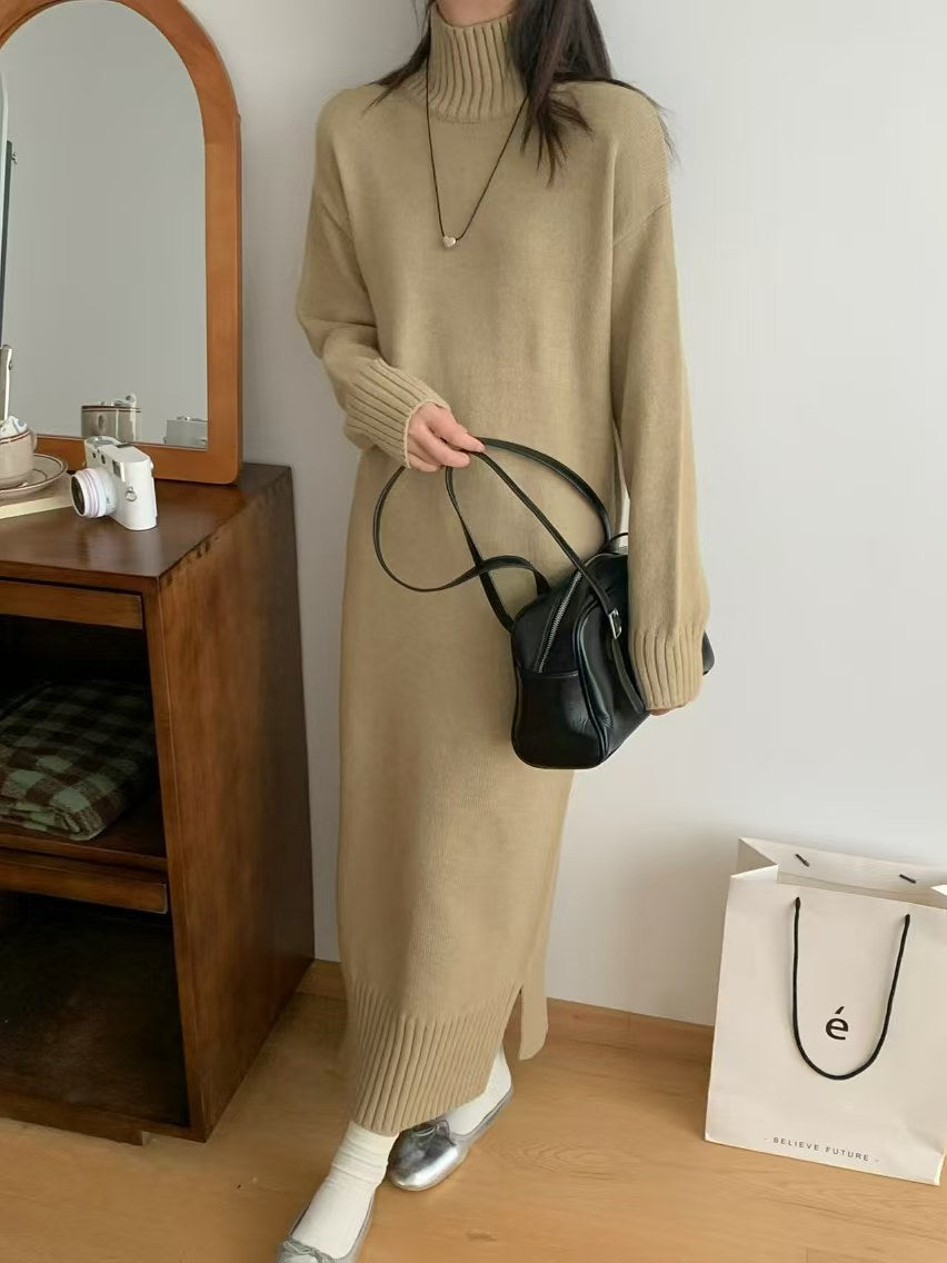 Idle Style Pullover Thickened Plus Size Bottoming Loose Knitted Dress Women