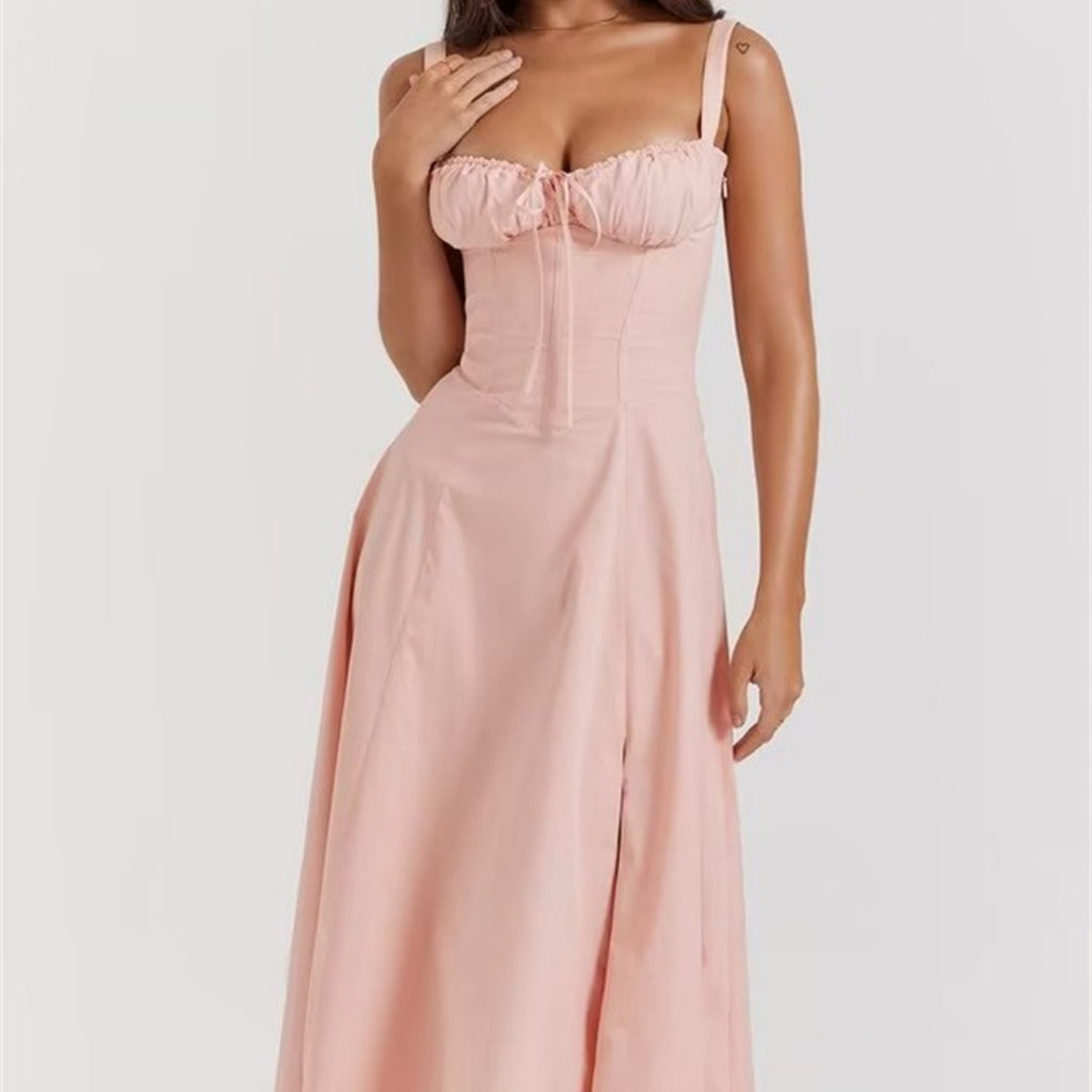 Women's Elegant Corset Lace Up Slim Fit Split Sling Dress