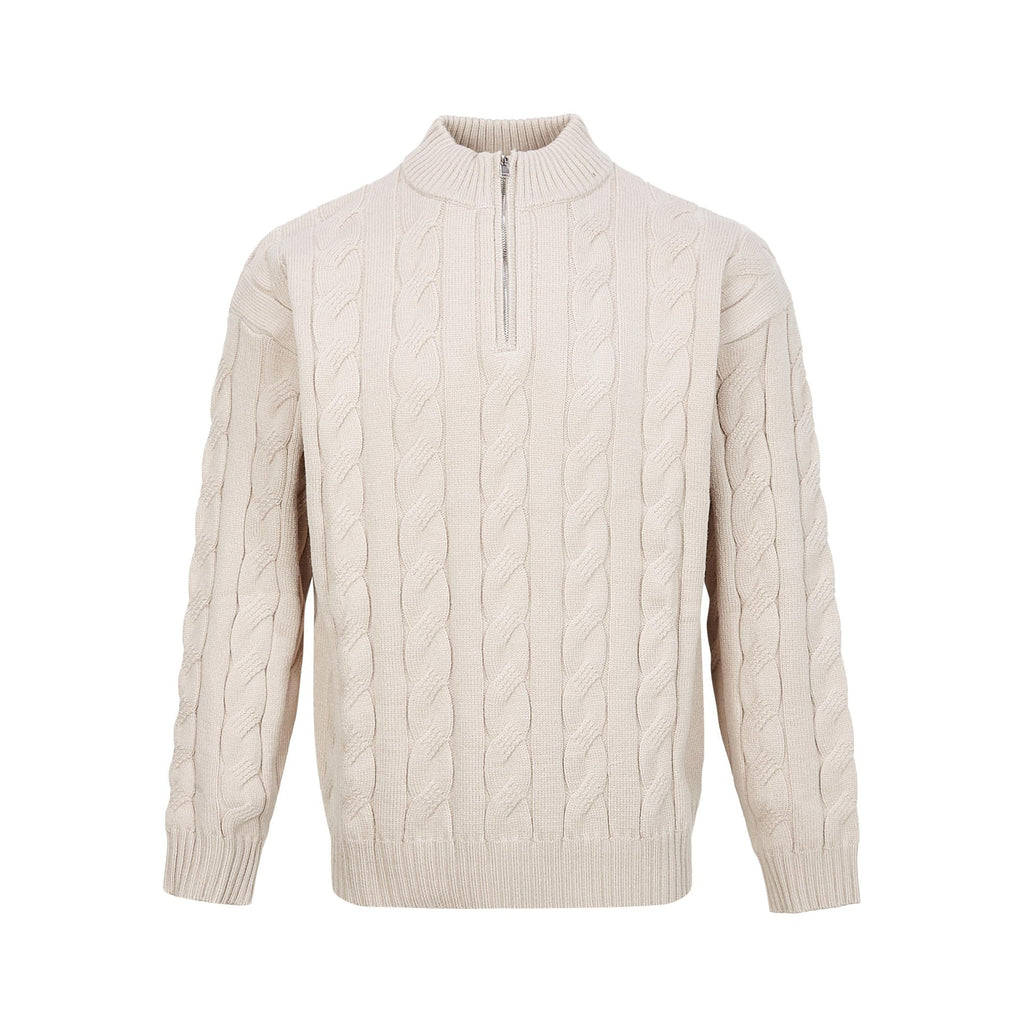 Loose Feeling Old Money Half Zipper Heavy Sweater