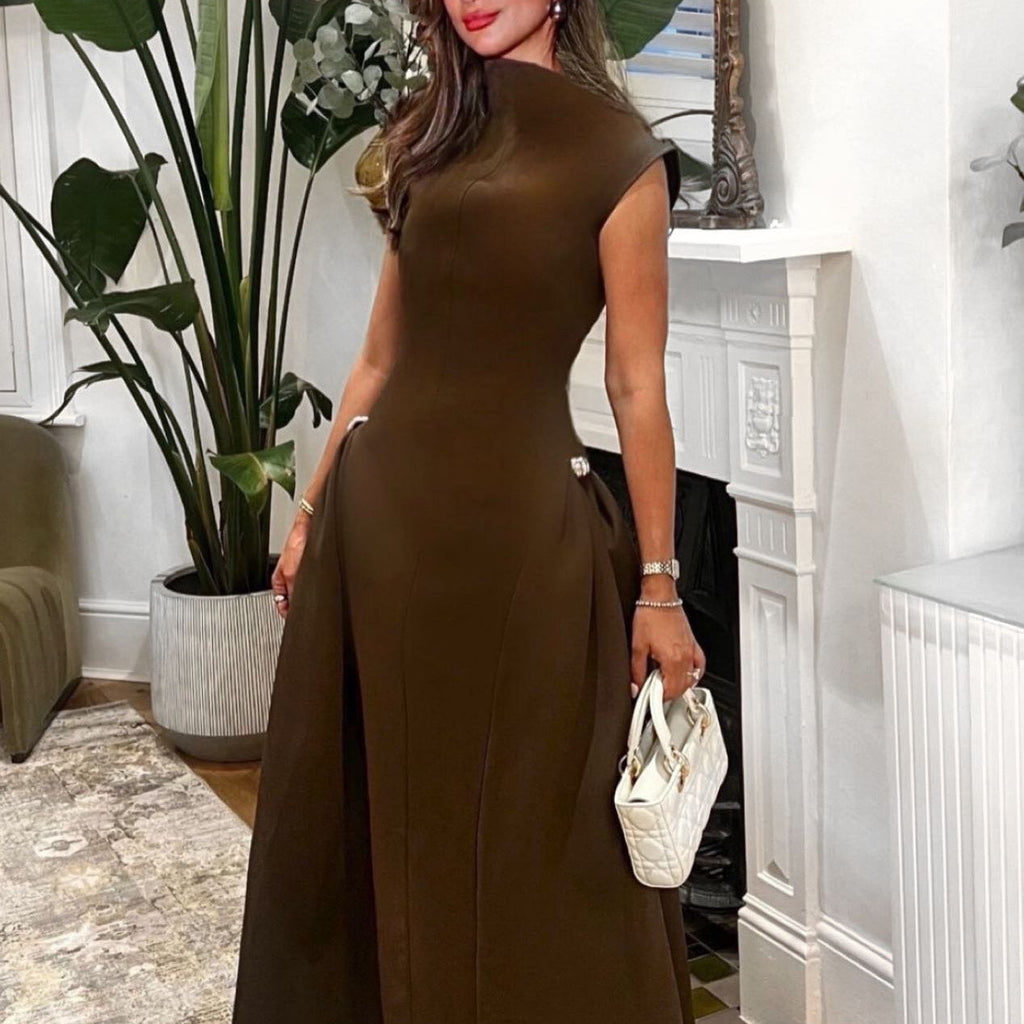 Solid Color Sleeveless Maxi Dress