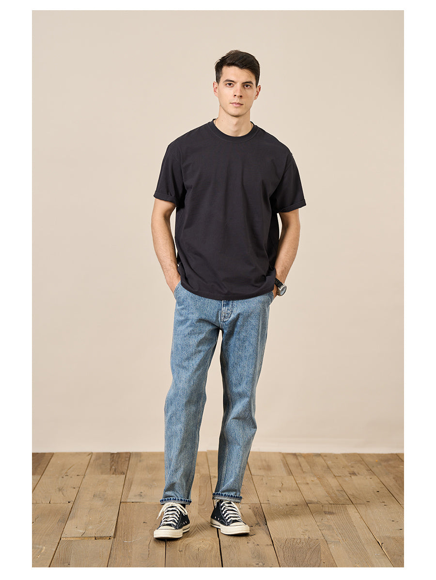 Basic Solid Color Heavy Underwear Short-sleeved T-shirt Men