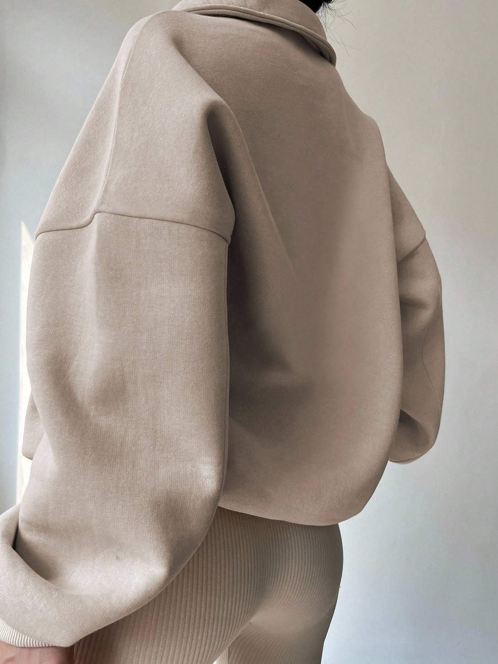 Women Plain Front Zipper Long Sleeve Simple Hoodie