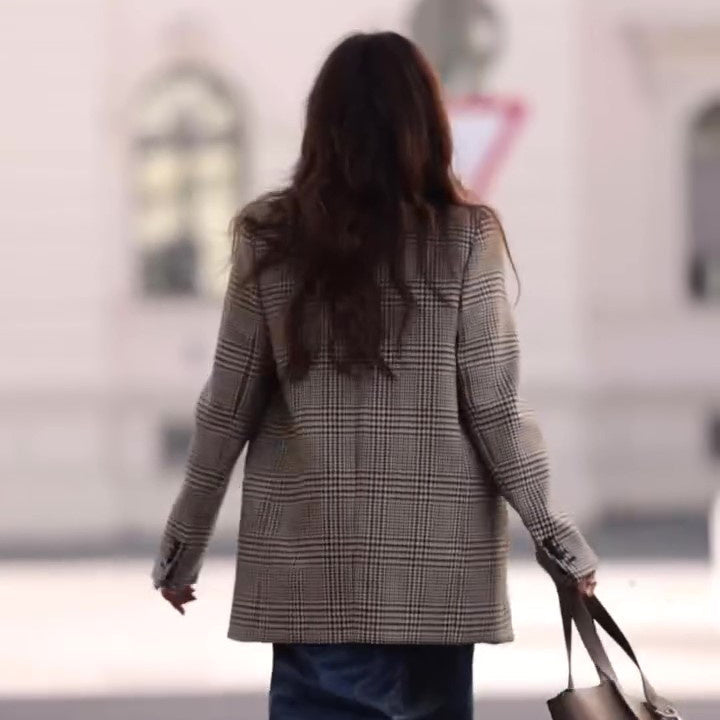 Commuting Casual Plaid Contrast Blazer