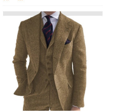 Men's Grey Wool Tweed Blazer Pant Set