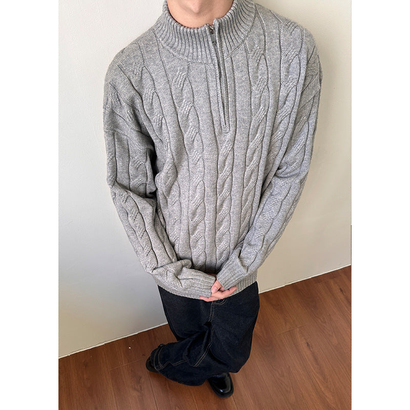 Loose Feeling Old Money Half Zipper Heavy Sweater